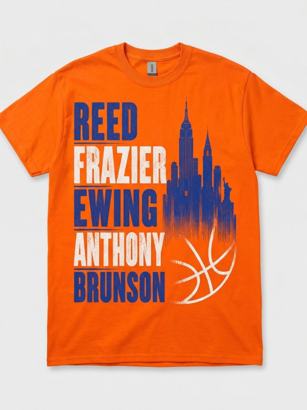 Orange NYC Basketball Tee | Vintage Streetwear Graphic | Heavyweight Cotton